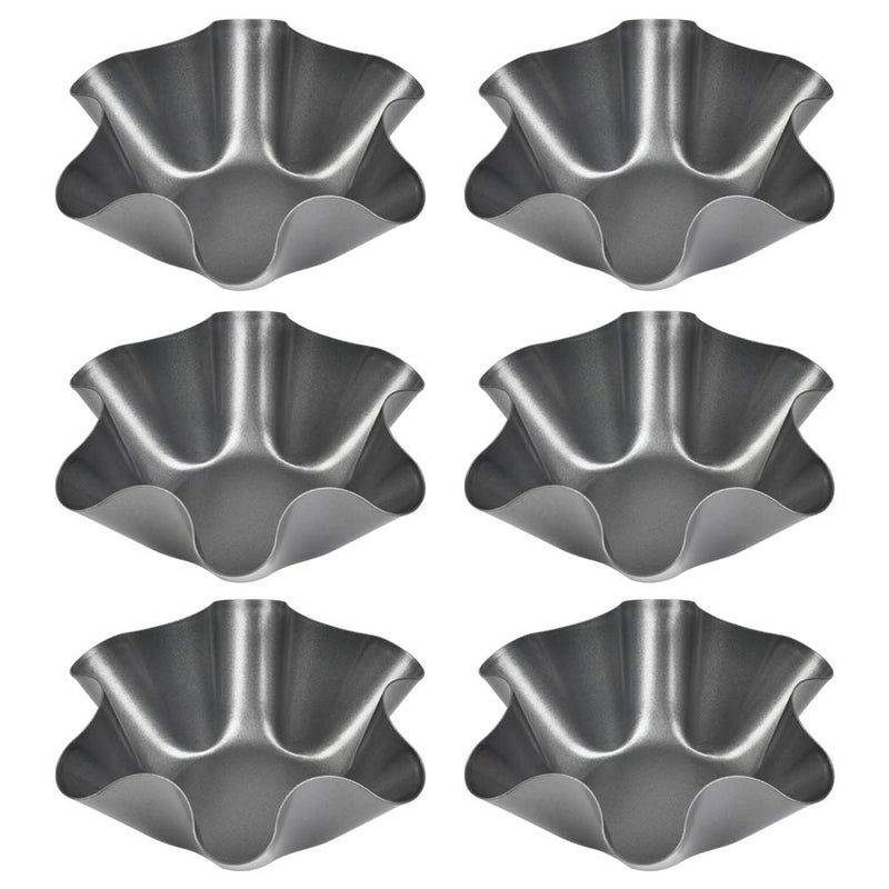 FOCCTS 6 Pack Taco Salad Shell Mold NonStick Taco Bowl Shell Maker Extra Thick Steel Tortilla Shell Maker 6 inch Carbon Steel Taco Salad Bowl Maker for Kitchen