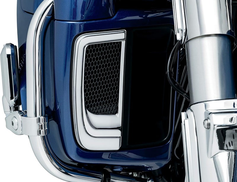 Kuryakyn 5063 Tracer LED Running Light/Turn Signal Fairing Lower Grills for Harley-Davidson 2014-2020, Chrome - Image 3