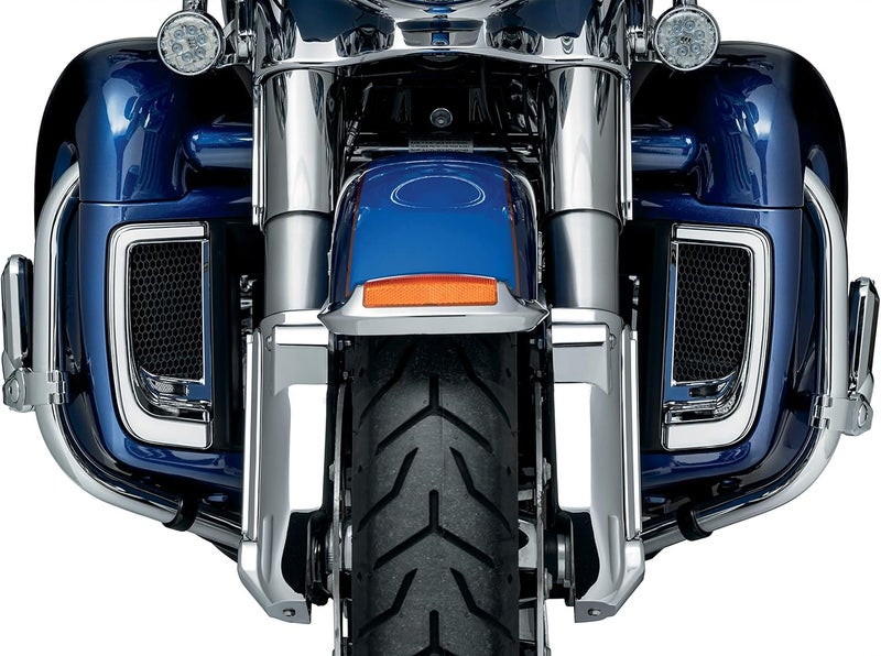Kuryakyn 5063 Tracer LED Running Light/Turn Signal Fairing Lower Grills for Harley-Davidson 2014-2020, Chrome - Image 2