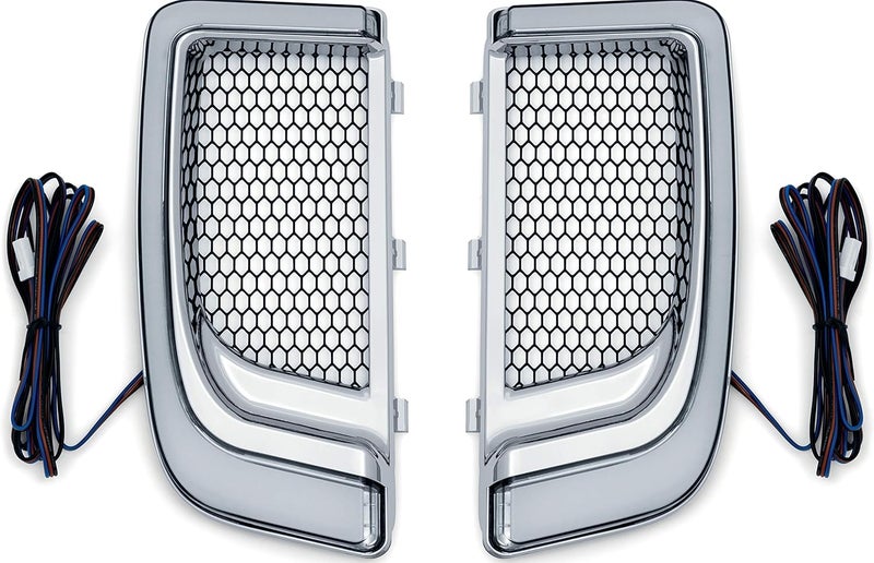 Kuryakyn 5063 Tracer LED Running Light/Turn Signal Fairing Lower Grills for Harley-Davidson 2014-2020, Chrome - Image 1