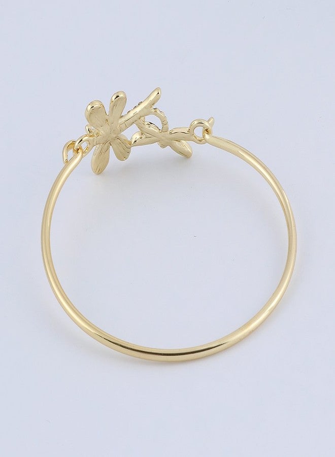 MANZHEN Crystal Dragonfly Bangle Bracelet Insect Jewelry (gold) - Image 4