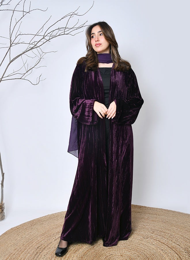 عبايات حوراء عباية شتوية فاخرة مخملية – تصميم أنيق لإطلالة راقية - Image 4