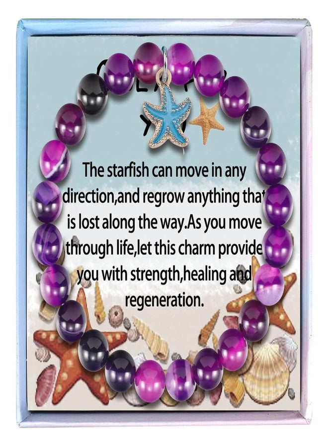 Fullrainbow Starfish Bracelet for Women - Delicate Starfish Spirit Animal Charm Bangle - Purple Ocean Animal Gift - Image 1