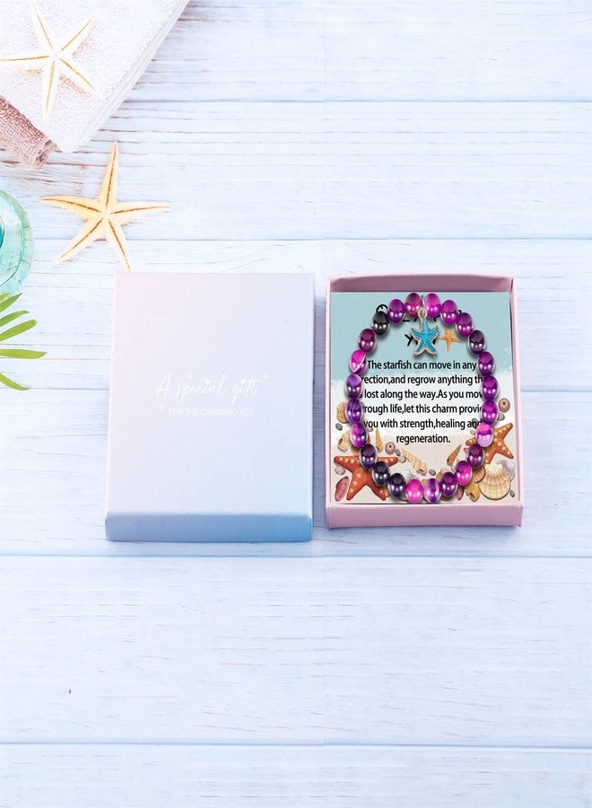 Fullrainbow Starfish Bracelet for Women - Delicate Starfish Spirit Animal Charm Bangle - Purple Ocean Animal Gift - Image 2
