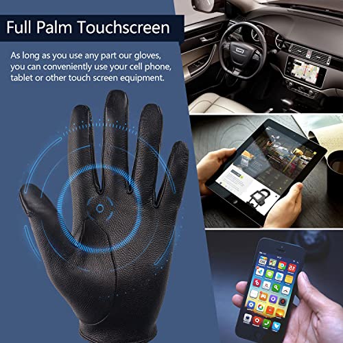 GSG Men Leather Gloves Black Driving Cycling Touchscreen Motorcycle Unlined Gloves 11 - Image 3