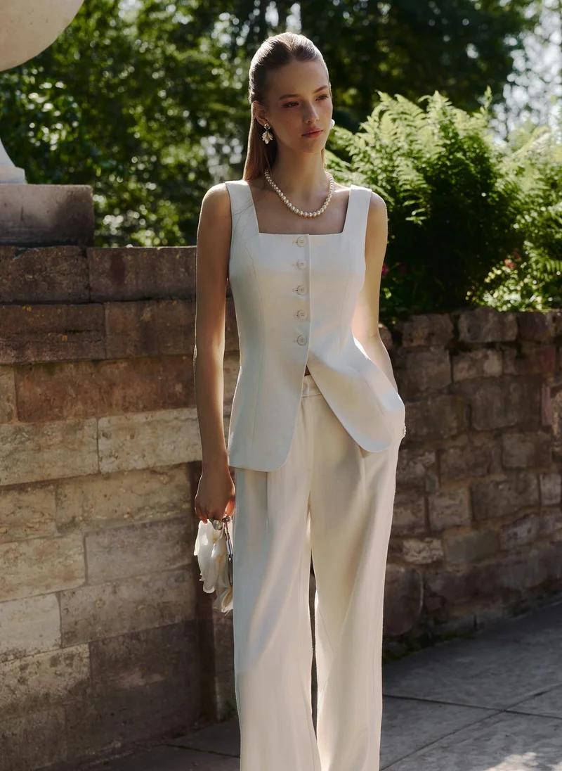 Lichi Flared waistcoat with tonal buttons