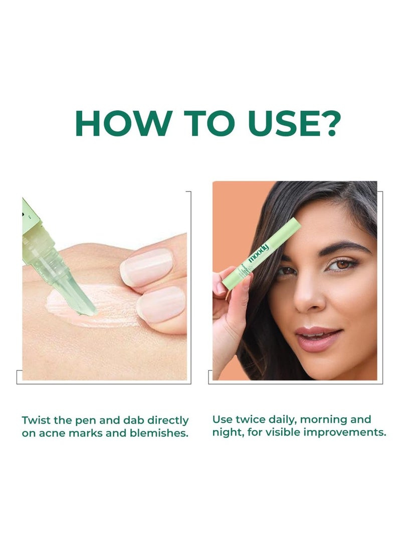 Moody Acnexpert Blemish Fading Pen with Green Tea & Kojic 0.5% | Fades Acne Marks & Blemishes | Dark Spot & Blemish Marks Correcting Gel For Men & Women | For All Skin Type, 10 ml  - Image 4