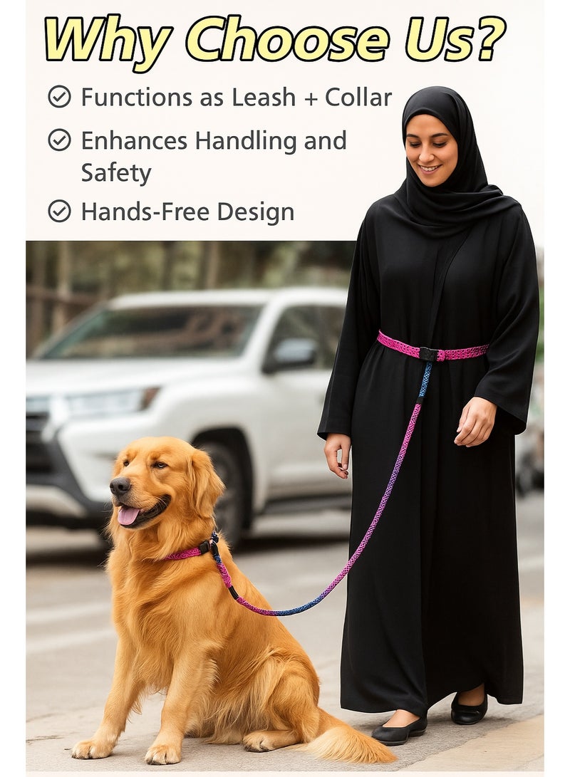 QQPETS Durable Slip Lead Heavy Duty Dog Leashs, Adjustable Dog Collar, No Pull Pet Training Leash and Hands-Free Design with Padded Handle, Highly Reflective, Anti-Tangle Swivel & Safety Control, Use to Training Leading and Holding Suitable for Small,Medium,Large Dogs, Comfortable Strong Rope Leash(Length Adjustable from 1.4-2.3M) - Image 2