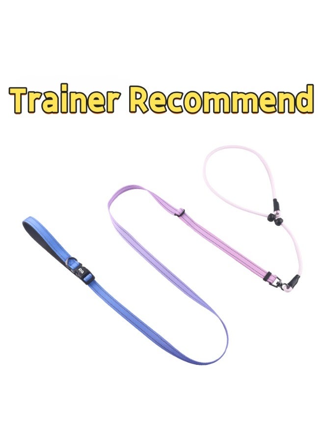 QQPETS Durable Slip Lead Heavy Duty Dog Leashs, Adjustable Dog Collar, No Pull Pet Training Leash and Hands-Free Design with Padded Handle, Highly Reflective, Anti-Tangle Swivel & Safety Control, Use to Training Leading and Holding Suitable for Small,Medium,Large Dogs, Comfortable Strong Rope Leash(Length Adjustable from 1.4-2.3M) - Image 1