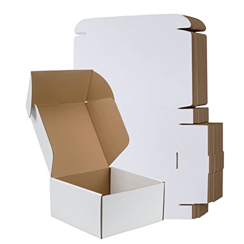 RLAVBL 8x8x4 Inches Shipping Boxes Set of 25, White Small Corrugated Cardboard Box, Mailer Boxes for Packing Small Business - Image 1