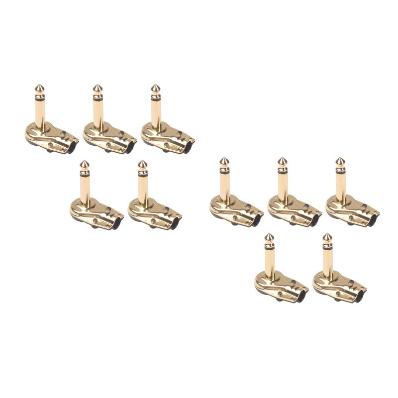 10 PCS 6.35mm Interface Effect Pedal Connector Cable Adapter Jack Pedal Board Instrument Connector Accessories for Electric Guitar (Golden) - Image 1