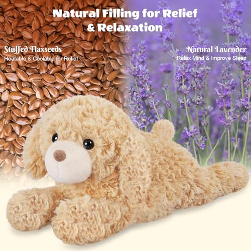 SuzziPals Heatable Coolable Lying Golden Retriever Stuffed Animals Microwavable Stuffed Animal Heating Pad for Period Cramps Lavender Scented Dog Plush for Stress Relief Cute Puppy Gifts for Kid - Image 5