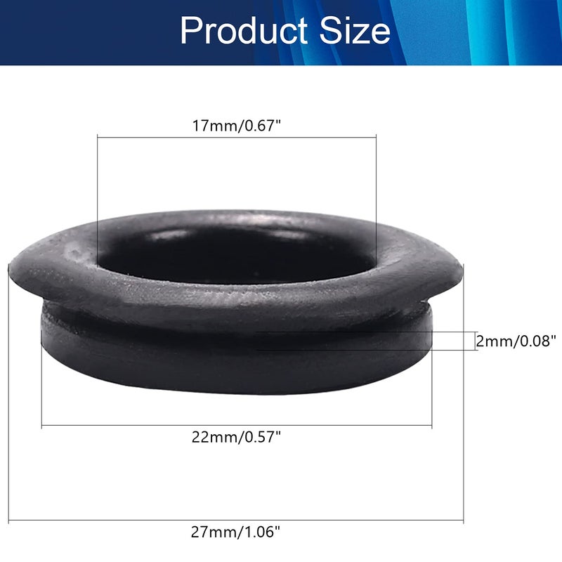 Fielect 30Pcs Rubber Grommets 7/8-Inch / 22Mm Hole Wire Grommets Eyelet Ring Gasket Rubber Grommets For Wiring O Ring Electric Cable Protector, Black - Image 2