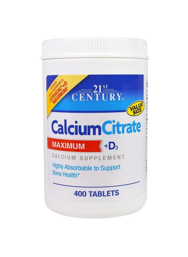 كالسيم سترات + د3 من القرن 21، 400 قرص لكل زجاجة (عبوتين)