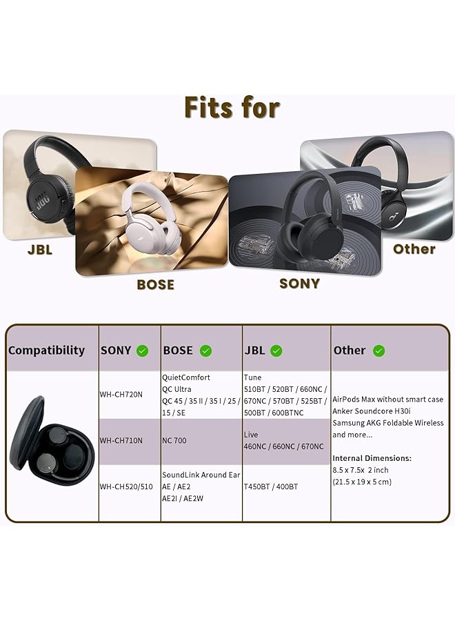 إيروريكس حافظة صلبة لسماعات Sony Wh Ch720N 710N 520 510 Bose Quietcomfort Qc Ultra 45 35 Jbl Tune Live حافظة تخزين سفر عالمية مع جيب شبكي وحافظة إضافية - Image 2