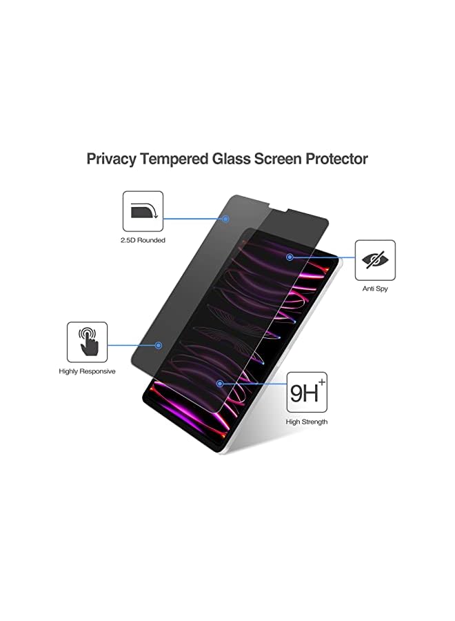 Procases for iPad Pro 12.9 Inch Privacy Screen Protector 6th 5th 4th 3rd Generation 2022 2021 2020 2018, Anti-Spy Tempered Glass Screen Film Guard for iPad Pro 12.9" - Image 5