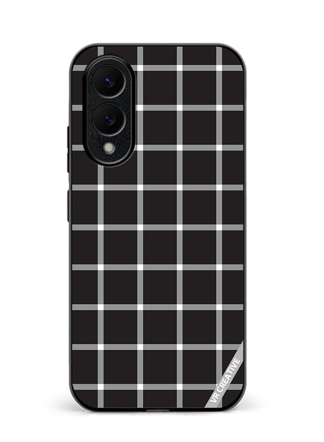 VR CREATIVE Protective Case Cover For Samsung Galaxy S25 Edge Black White Checkered Design Multicolour