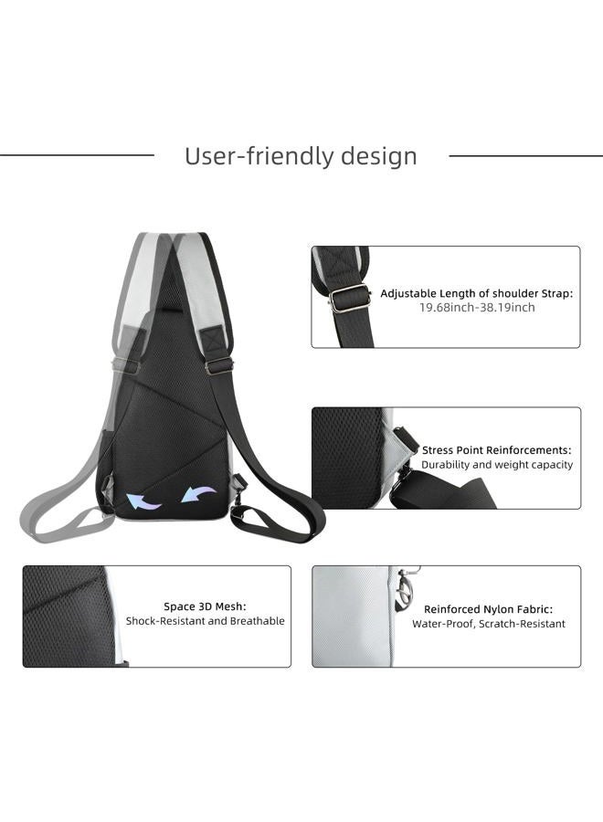 AMJ Tactical Chest Sling Bag for Men,Theft Crossbody Bag,Lightweight Hiking Shoulder Pack for Cycling, Travel, Camping, Gray, Durable - Image 4