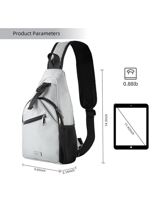 AMJ Tactical Chest Sling Bag for Men,Theft Crossbody Bag,Lightweight Hiking Shoulder Pack for Cycling, Travel, Camping, Gray, Durable - Image 2