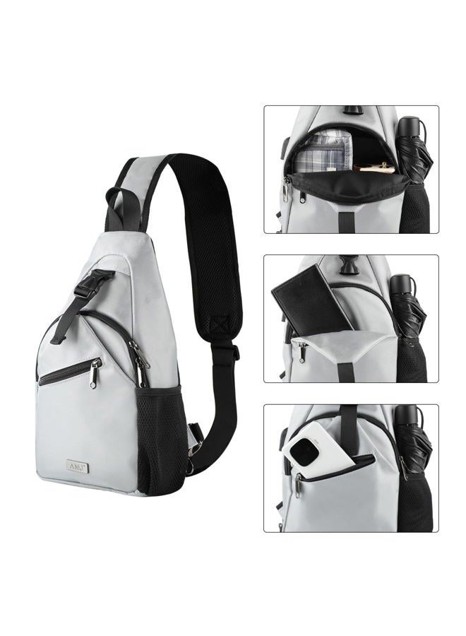 AMJ Tactical Chest Sling Bag for Men,Theft Crossbody Bag,Lightweight Hiking Shoulder Pack for Cycling, Travel, Camping, Gray, Durable - Image 5