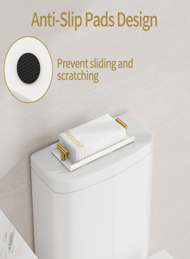 STWWO Napkin Holder for Bathroom, Guest Towel Holder Tray for Bathroom, White Guest Napkin Holders with Golden T-Handle, Disposable Hand Towel Tray for Guest Room, Table, Kitchen - Image 3