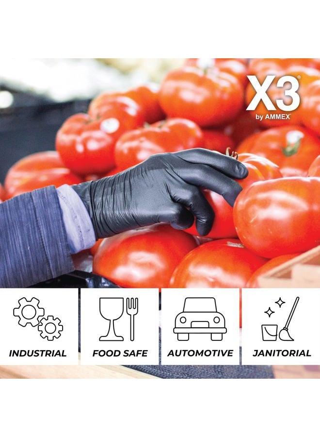 X3 Nitrile Disposable Gloves, 3 Mil, Latex and Powder-Free, Textured, Food Safe, Ideal for Industrial and Home Use, Black, XX-Large, 2 Boxes of 100 - Image 5