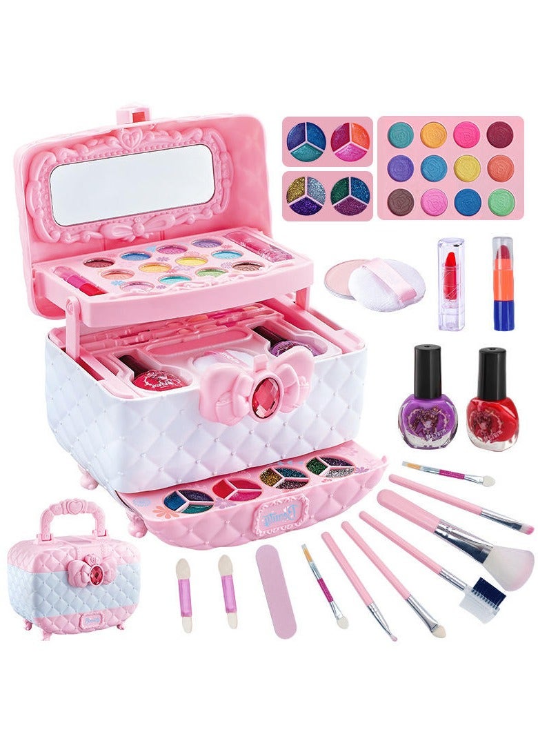 Kids Makeup Kit – Washable & Non-Toxic Real Makeup Set for Girls with Portable Cosmetic Box, Includes Eye Shadow, Blush, Lip Gloss & Nail Polish – Perfect Gift for Girls Ages 3–8 - Image 1