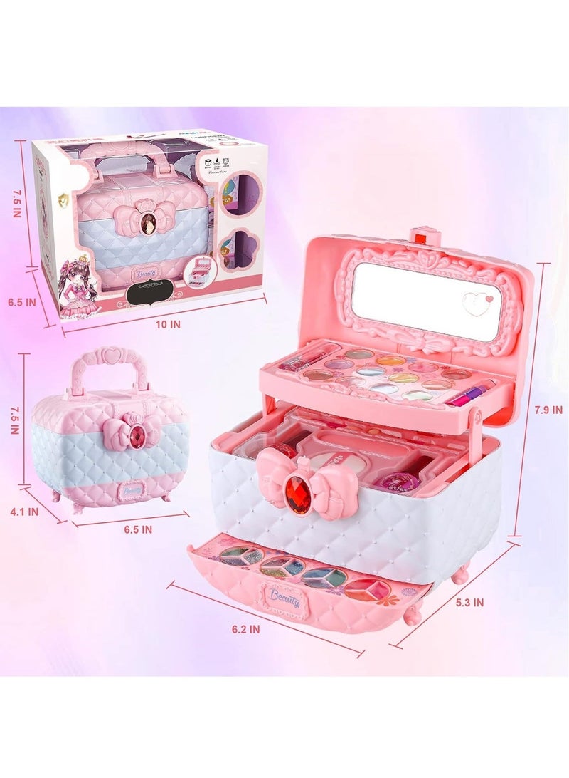 Kids Makeup Kit – Washable & Non-Toxic Real Makeup Set for Girls with Portable Cosmetic Box, Includes Eye Shadow, Blush, Lip Gloss & Nail Polish – Perfect Gift for Girls Ages 3–8 - Image 5