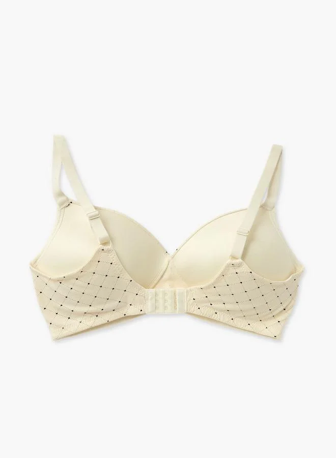 Splash FAV Printed Non-Wired Bra with Hook and Eye Closure