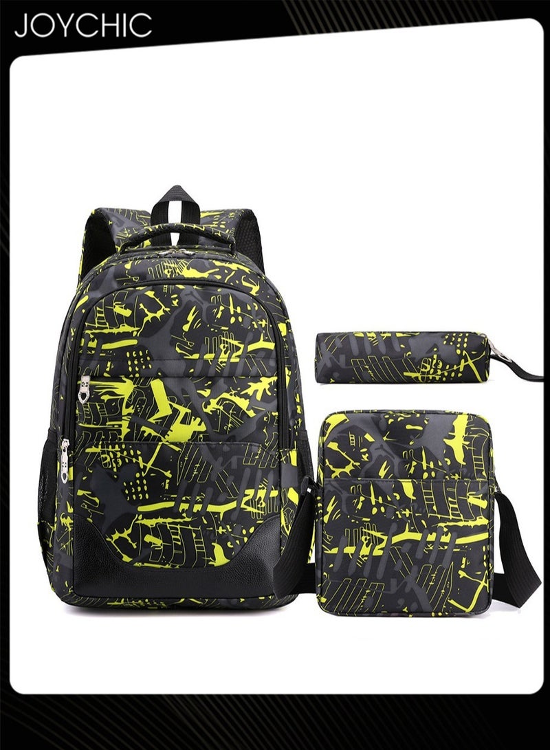 Joychic 3-Piece New Style Preppy Backpack Casual Travel Daypack Large Capacity Wear-resistant Bookbag For Middle High Students - Image 1