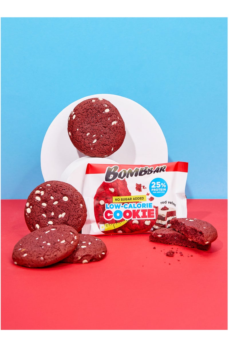 BOMBBAR Low Calorie Protein Cookie Red Velvet Flavor High Fiber and No Sugar Added 12x40g  - Image 3