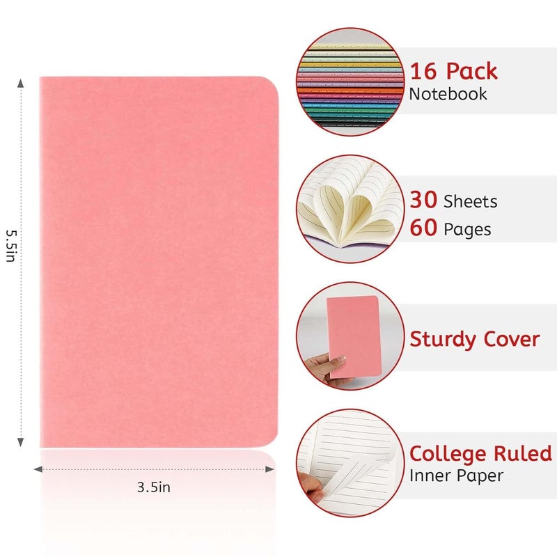 10PCS Mini Notebooks Set , 3 . 5" x 5 . 5" , 60 Pages Lined Paper - Image 2