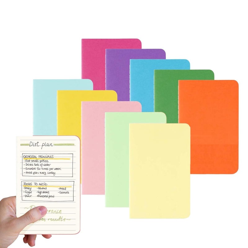 10PCS Mini Notebooks Set , 3 . 5" x 5 . 5" , 60 Pages Lined Paper - Image 1
