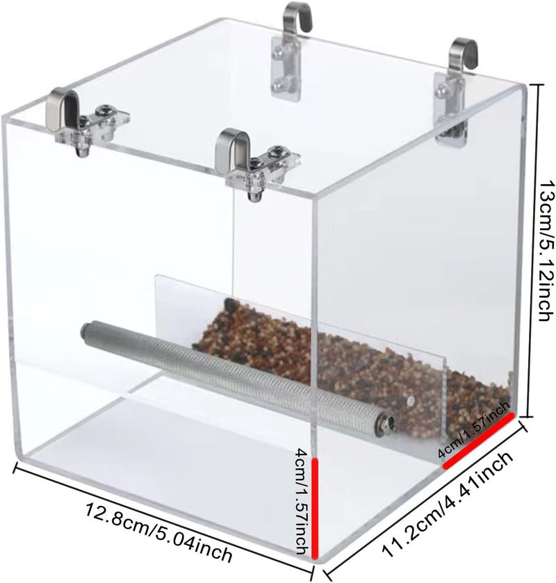 Xxmbbjy Ergonomic build No Mess Bird Feeder for Cage, Automatic Acrylic Bird Feeder Seed Catcher Tray Cage with Stainless Steel Hooks for Small Parrots Canary Parakeet Budgerigar Crested Cockatiel Lovebird (Small) Wide use compliant quality - Image 2