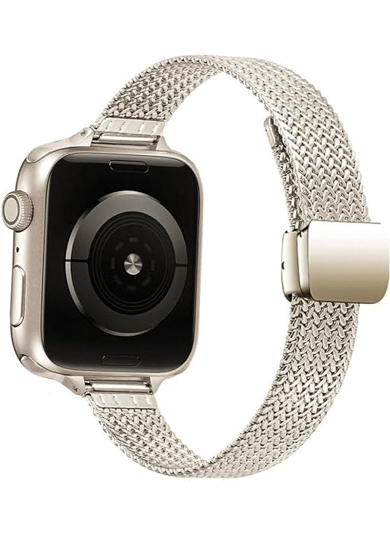 IINE Compatible with Apple Watch Band for women 46mm 42mm 44mm 45mm 49mm, Stainless Steel Magnetic Mesh Strap work on iWatch Series10 9 8 7 6 5 4 3 2 1 SE  - Image 2