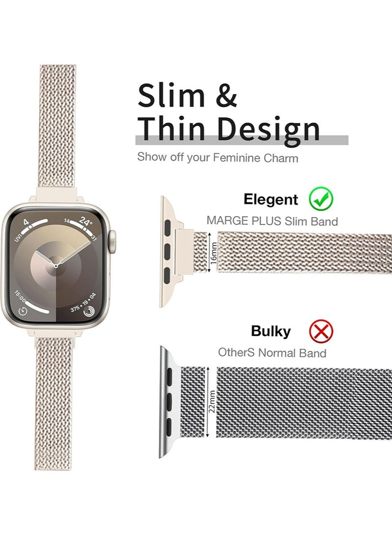 IINE Compatible with Apple Watch Band for women 46mm 42mm 44mm 45mm 49mm, Stainless Steel Magnetic Mesh Strap work on iWatch Series10 9 8 7 6 5 4 3 2 1 SE  - Image 3