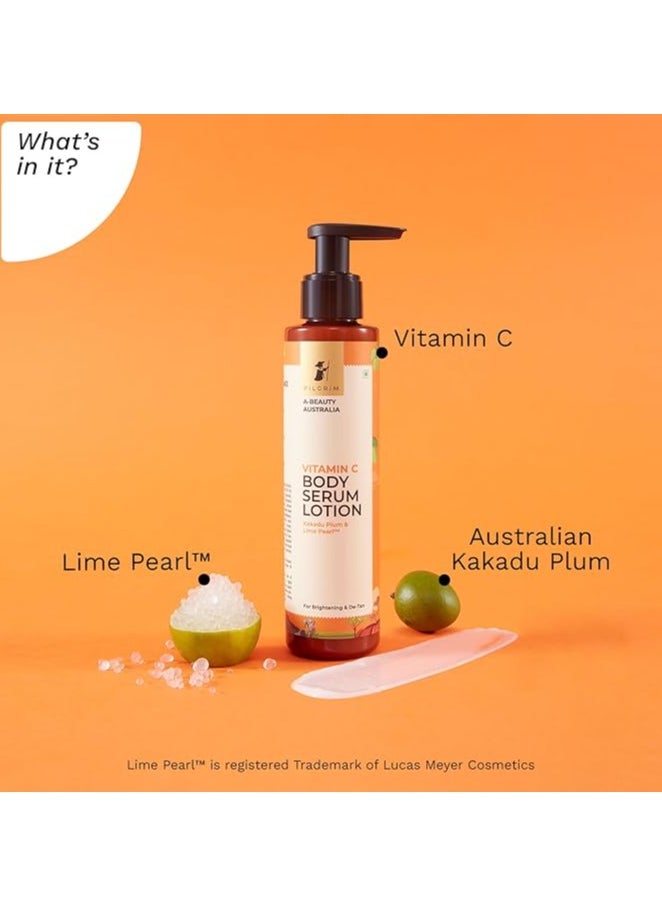PILGRIM Pilgrim Australian Vitamin C Body Serum Lotion for dry skin with Kakadu Plum & Lime Pearl™ | Vitamin C body lotion for brightening & detan| Fades dark spots & evens skin tone | For women & men| 150 ml  - Image 3