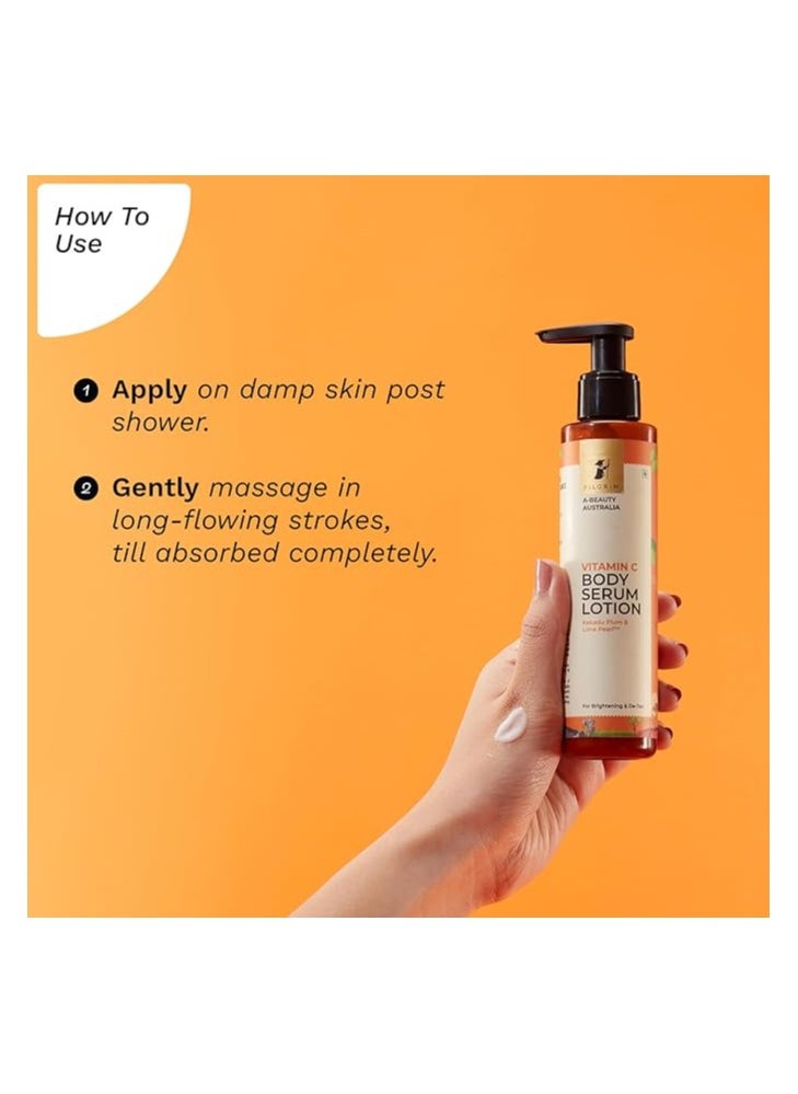 PILGRIM Pilgrim Australian Vitamin C Body Serum Lotion for dry skin with Kakadu Plum & Lime Pearl™ | Vitamin C body lotion for brightening & detan| Fades dark spots & evens skin tone | For women & men| 150 ml  - Image 4