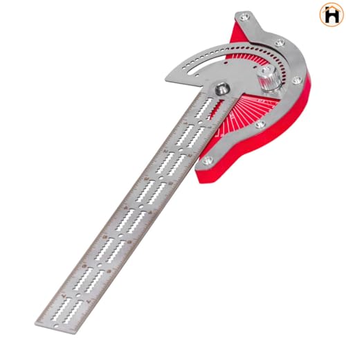Homdum Carpenter Square Woodworkers Edge Ruler Thickness 1.5mm Protractor Angle Finder Woodworking Design Ruler with Protractor T Shape Ruler 0-70 Degrees Adjustable 10inch - Image 2