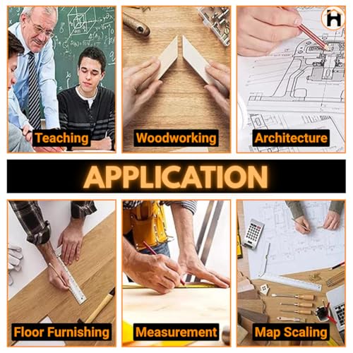 Homdum Carpenter Square Woodworkers Edge Ruler Thickness 1.5mm Protractor Angle Finder Woodworking Design Ruler with Protractor T Shape Ruler 0-70 Degrees Adjustable 10inch - Image 5