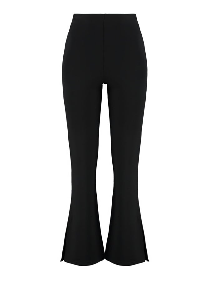 trendyol Black With Slits in the Sides, Flare/Flare-Flare High Waist Knitted Trousers - Image 5