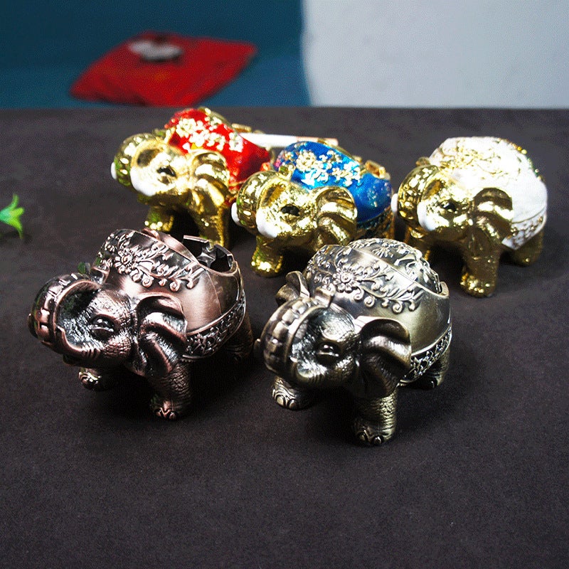 Alloy 5D Standing Elephant Ashtray Creative Personality Trend With Cover Metal Multi-Functional Office Home Living Room - Image 4