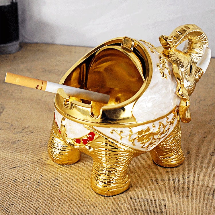 Alloy 5D Standing Elephant Ashtray Creative Personality Trend With Cover Metal Multi-Functional Office Home Living Room - Image 5