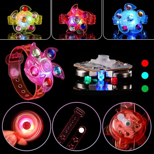 SCIONE 48 Pack LED Light Up Fidget Spinner Bracelets Glow in The Dark Party Favors for Kids 48 812 Treasure Box Toys for Classroom Birthday Gifts Easter Goodie Bags Stuffers for BoysGirls - Image 5