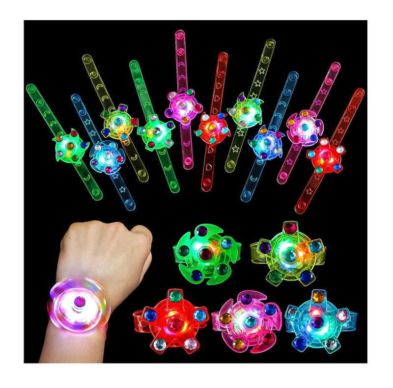SCIONE 48 Pack LED Light Up Fidget Spinner Bracelets Glow in The Dark Party Favors for Kids 48 812 Treasure Box Toys for Classroom Birthday Gifts Easter Goodie Bags Stuffers for BoysGirls - Image 3