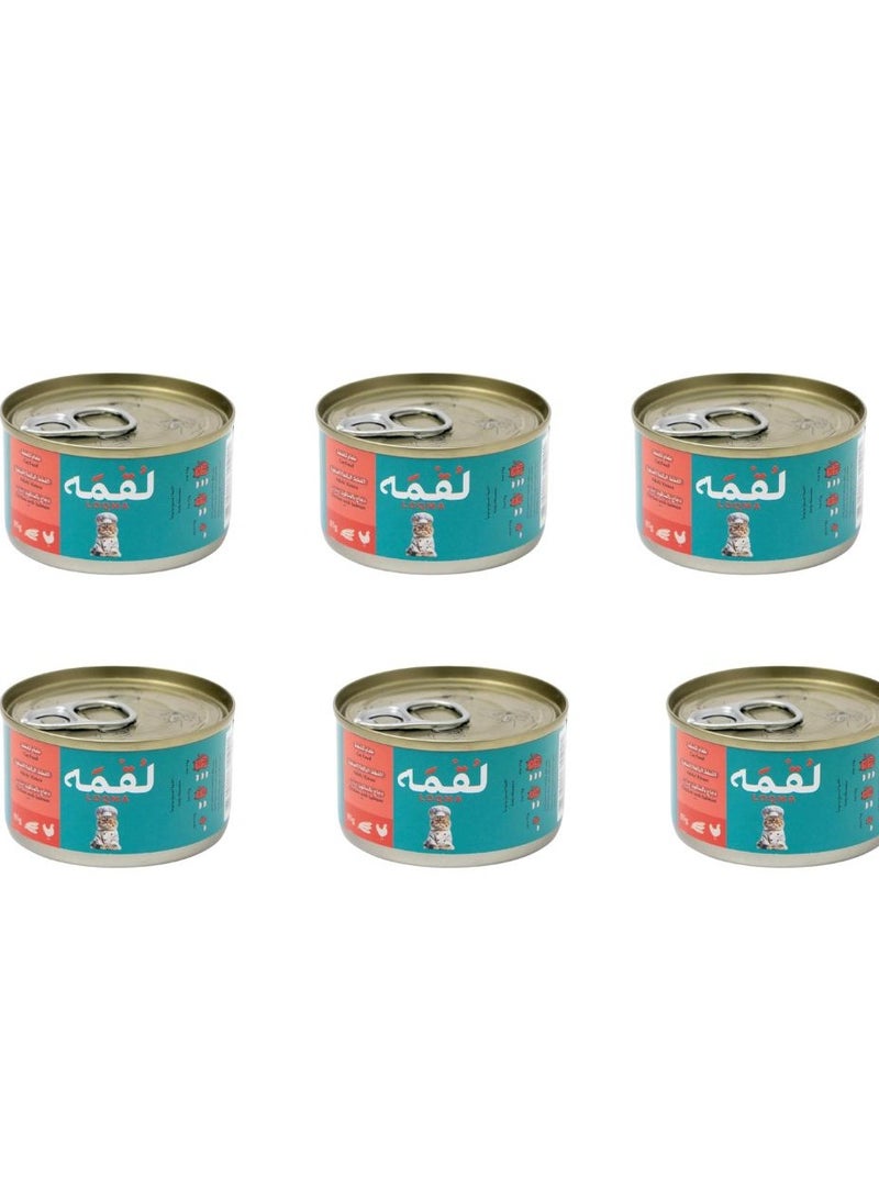LOQMA Cat Adult And Kitten Wet Food Chicken with Salmon In Jelly 85g Pack Of 6
