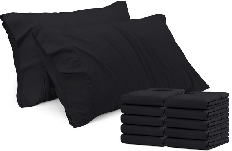 Utopia Bedding Queen Pillow Cases 12 Pack Envelope Closure Soft Brushed Microfiber Fabric Shrinkage and Fade Resistant Pillow Covers Queen Size 20 X 30 Inches Queen Black