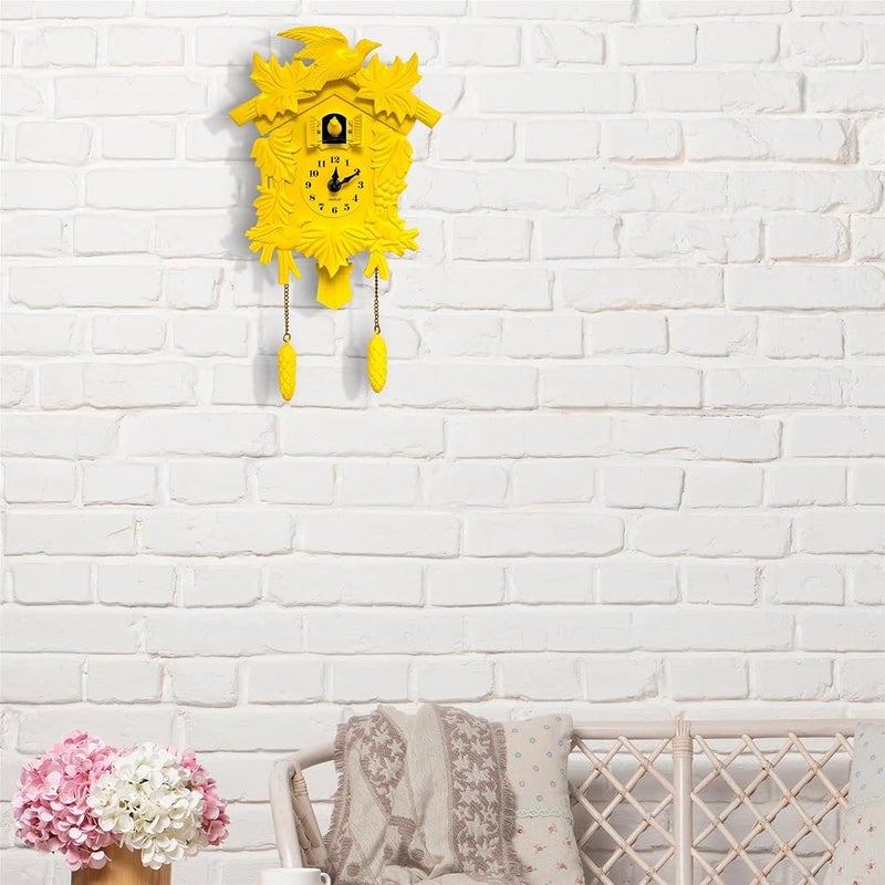 WALPLUS Chiming Classic Yellow Cuckoo Wall Clock Hanging Bird Clock Home Decor Christmas Clock Gifts - Image 1