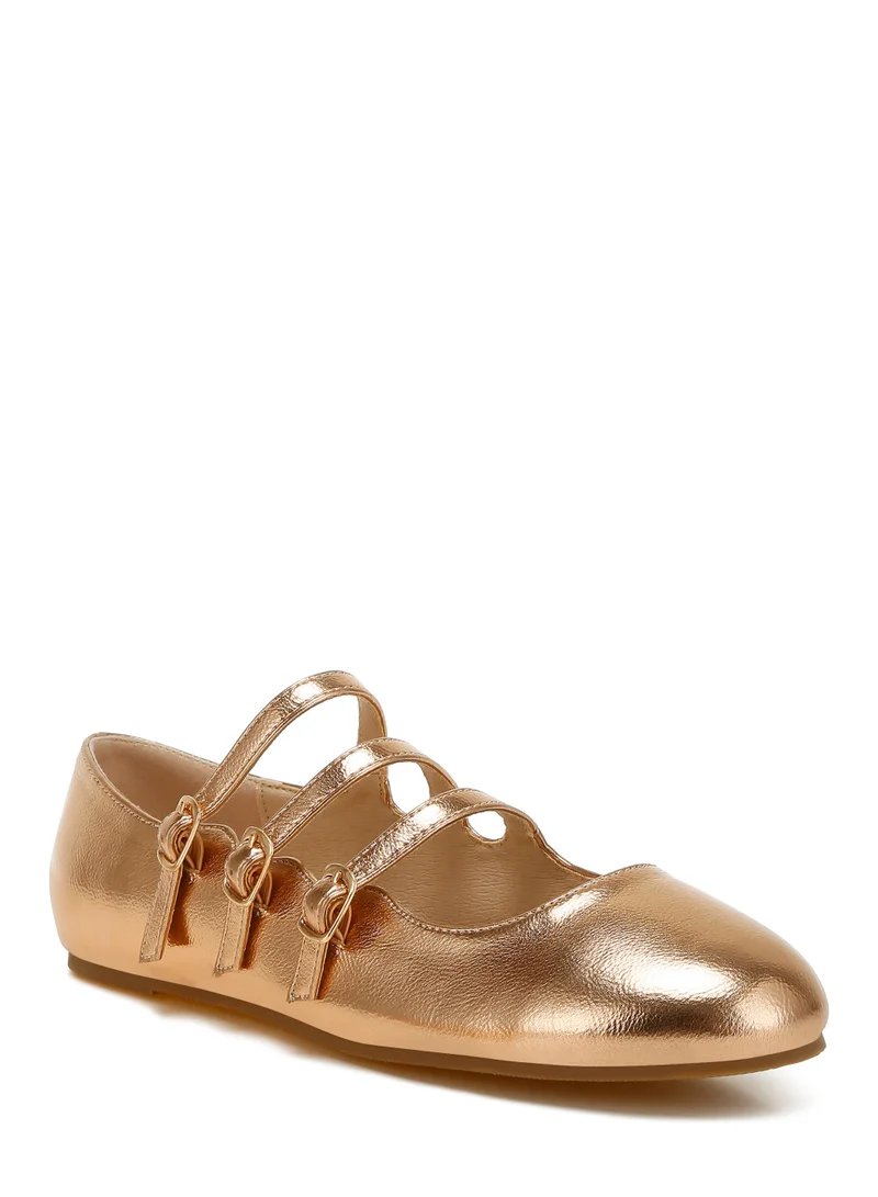 London Rag Triple Strap Mary Jane Sandals in Rose Gold