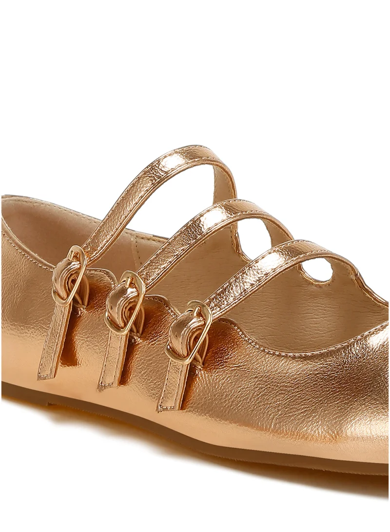London Rag Triple Strap Mary Jane Sandals in Rose Gold